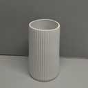 White Ceramic Vase for Flowers, Large Modern White Vase for Home Decor, Decorative Vase for Living Room, Office, Mantel, Bookshelf, Dining Table, 8 inches