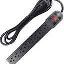 8 Port Power Strip Surge Protector, 6 Feet Cord with Lit Switch, for Home Office School Shop Garage, Wall Mountable,750J 15A 125V 1875W, 14AWG, UL Listed, Black