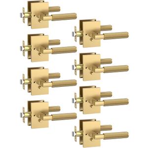 Asidrama 8 Pack Privacy Champagne Bronze Door Handles, Door Lever with Door Knobs Indoor for Bedroom or Bathroom, Heavy Duty Door Handles Interior with Locks for Left Right Sided Doors ZR08-098