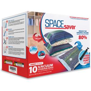 10 Pack Jumbo Vacuum Storage Bags for Comforters, Blankets & Clothes  Jumbo Vacuum Sealed Compression Bags with Hand Pump  Space Saver Storage Bags for Bedding, Moving, Travel & Organization