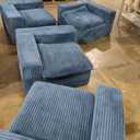 Boneless Couch, 4 L Shaped Blue Pieces, 1 Black Long Piece