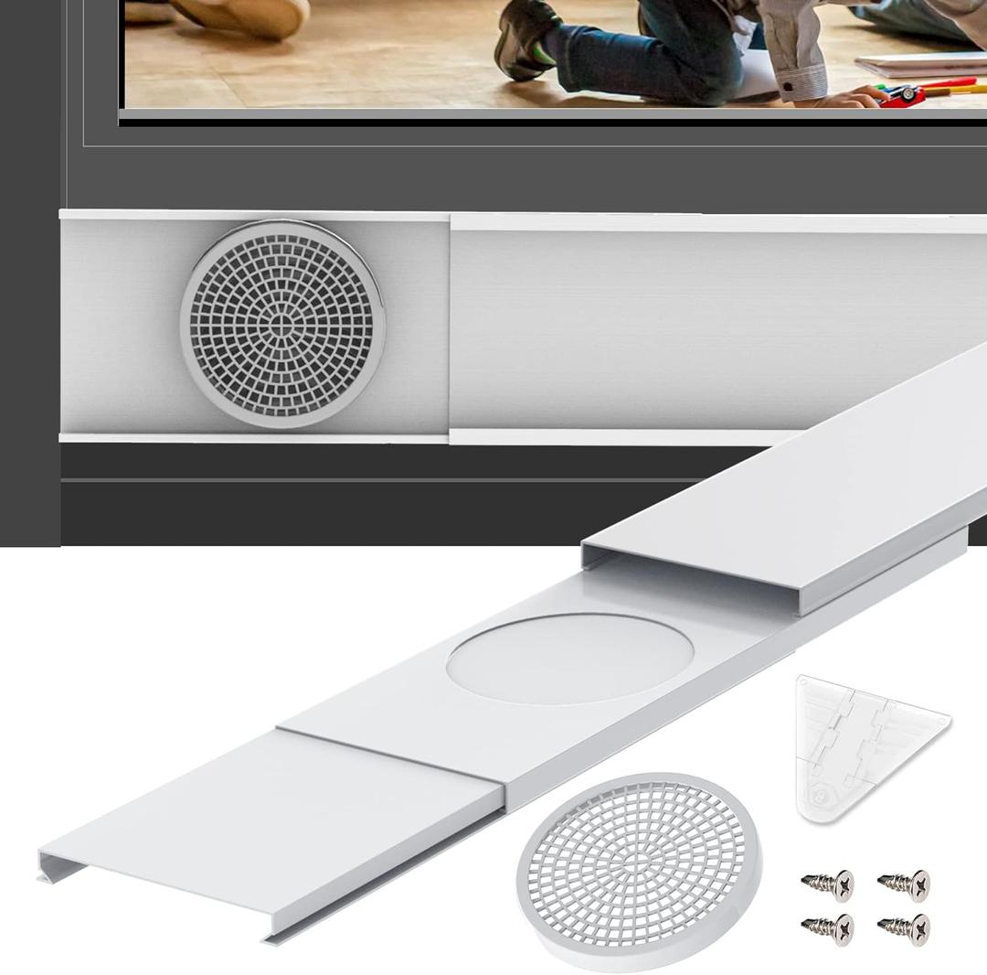 GCGOODS Portable Air Conditioner Window Seal Plates Kit for 5.9 Inch Diameter Exhaust Hose, 3 Adjustable Mobile AC Window Kit with Plastic Guard Up to 47", Universal Sealing Panels for Sliding Windows (Max 47" Length, Fits 5.9 Inch Diameter)