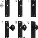 2 Pack One-Sided Black Dummy Door Knobs Interior, Vintage Long Plate Dummy Door Knobs in Matte Black