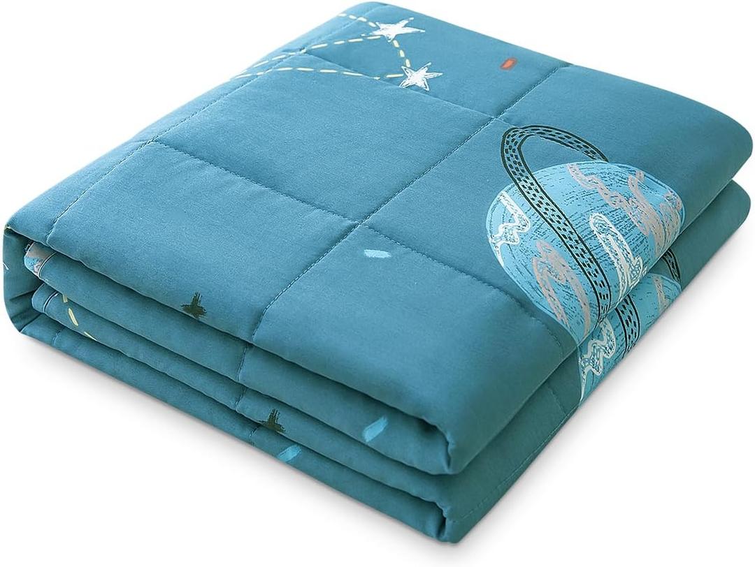 Sivio Weighted Blanket - 100% Cotton Heavy Blanket 5lbs, 36 x 48 inches, Moon and Star Pattern, Breathable Soft Throw Blanket for Calm Sleeping for Home and School Nap