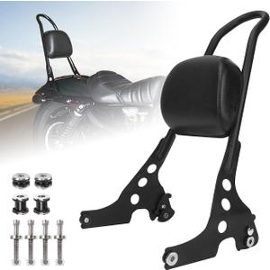 AUFER Detachable Black Passenger Backrest Sissy Bar with Backrest Pad Compatible with for Sportster 1200 883 XL XLH 2004-UP