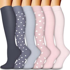 Bluemaple 6 Pack Copper Compression Socks for Women and Men Circulation-Best Support for Medical, Running,Nursing,Athletic L-XL