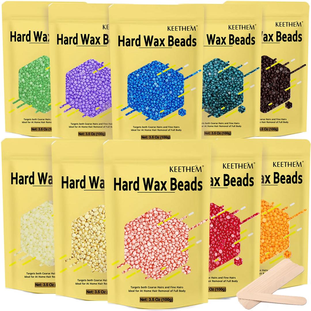 Wax Beads 2.2 lbs /1000gPremium Hard Wax Beads for Coarse Hair, Refill Wax Beads for Hair Removal and Sensitive Skin Women, Work on Face, Brazilian, Bikini, Body (Multi Color)