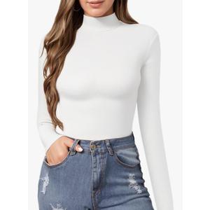 MANGOPOP Women's Mock Turtle Neck Slim Fit Long Sleeve Shirts Fall Fashion Tight Tops Basic Tee Winter Undershirt