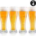 DU VINO USA Made Nucleated Pilsner Glasses- Etched Beer Glass for Better Head Retention, Aroma and Flavor - 16 oz Craft Beer Glasses for Beer Drinking Bliss - 4 Pack