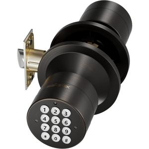 Signstek Keyless Entry Door Lock,Door Knob with KeypadSmart Code Door Lock,Mute Mode,Passage Function, Easy to Install,Oil Rubbed Bronze