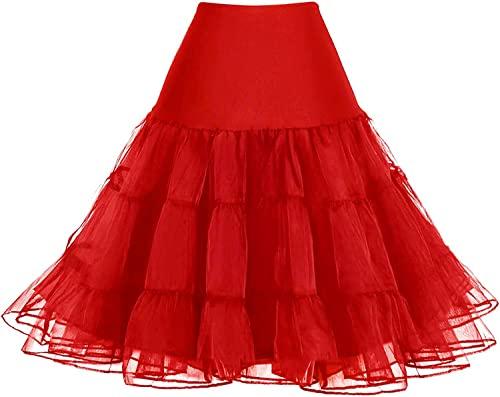 Pinup Fashion Plus Size Petticoat Skirt Red Underskirt For Dresses Crinoline Petty Coats 50S Costume Under Skirt Fluff Tutu Dress 16W/18W