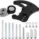RiAiCiING LS Swap R4 AC Compressor High Mount Bracket Kit with Belt Tensioner for Chevrolet GMC SUV Truck Vortec Engines LS1 LS2 LS3 LS6