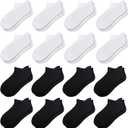 Comfoex 16 Pairs Boys Girls Socks Ankle Low Cut Athletic Cushioned Socks For Kids 4-6 6-8 8-10 Years Old