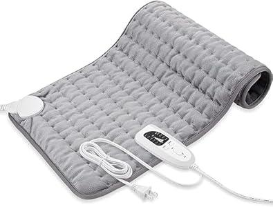 Deepsoon Heating Pad,Electric Heating Pads for Back,Neck,Moist Heating Pad for Abdomen Shoulder Knee Legs,Dry/Moist Heat&Auto Shut Off,Mother's Day Birthday for Men and Women,Silver,24x12 Inch