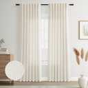 Joywell Cream Natural Back Tab Rod Pocket Linen Curtains 84 Inches Long 2 Panels for Living Room Bedroom Neutral Boho Farmhouse Rustic Light Filtering Semi Sheer Curtains Window Treatment 52"x84"