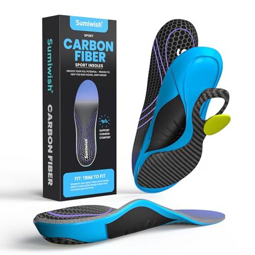 Carbon Fiber Insole for Men & Women - Sumiwish（1 Pair） High Arch & Rigid Support Shoe Insert for Women & Men - Rigid Support for Turf Toe, Foot Fractures, Hallux Rigidus - Non-Cleated Shoes Size 6-7