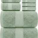 White Classic Luxury Bath Towel Set of 8 Pieces - 100% Turkish Cotton Highly Absorbent Towels for Bathroom, 2 Luxury Bath Towels 700GSM, 2 Hand Towels, 4 Washcloths, Green (11: Mint Green)
