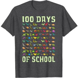 100 Days of School Dinosaur 100 Days Smarter 100th Day Kids T-Shirt Small