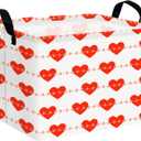 Kid Large Valentine's Day Basket Heart Cute Empty Gift Basket for Girlfriend Love Room Decor Storage Basket (Red Heart-Shaped Lines)