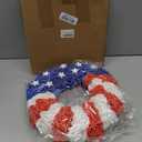 4th of July Wreath with Handmade Wooden Stars - 13 Inch Patriotic Front Door Wreath, Red White Blue American Flag Decor for Porch, Indoor Outdoor Memorial Day Independence Day