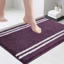 PURRUGS Bathroom Rug Non-Slip Machine Washable 20" x 30", Super Absorbent and Quick Dry Shaggy Microfiber Bath Mat, Extra Soft and Plush Bath Rug for Bathtub, Shower, and Sink, Purple