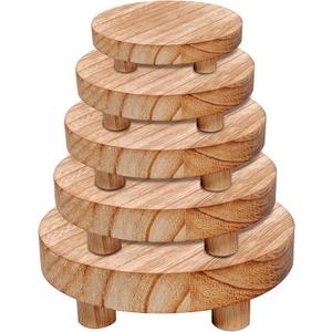 5 Pcs Wood Risers Display Stands Wooden Risers for Table Display Mini Riser Stand Round Rustic Wooden Riser Holder Tiered Tray Decor Riser for Home Decor Kitchen Counter