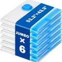 6 Pack Jumbo Extra Large 51.2 x 43.3 Vacuum Storage Bags for King Size Comforter Bedding Pillow, 5XL Vacuum Seal Bags Space Saver Reusable Heavy Duty for Coat Quilt Blanket Clothing
