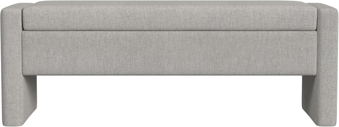 Spatial Order Copenhagen Modern Storage Bench Home Dcor|Bench with Storage for Living Room & Bedroom - Light Gray Woven (Large)