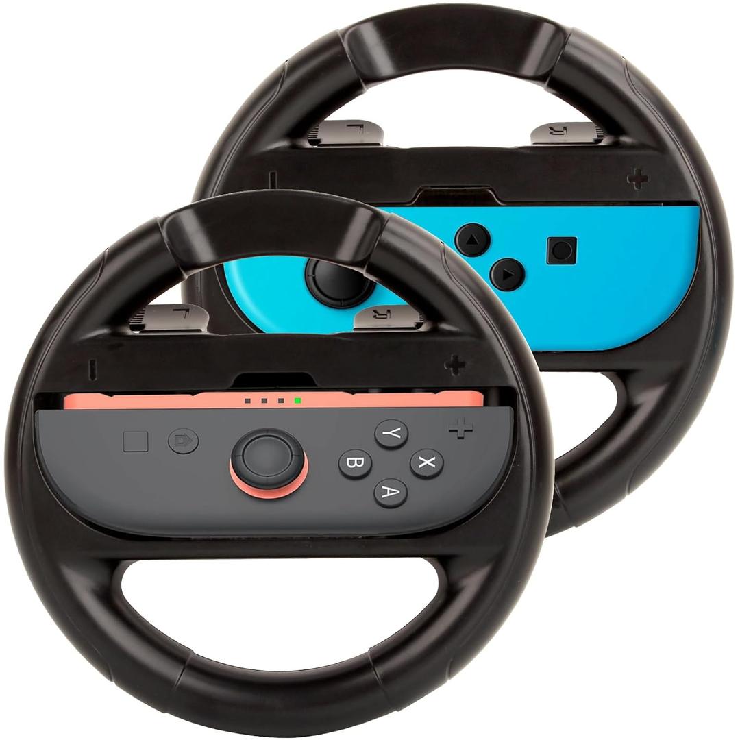 Lyvix Steering Wheel for Nintendo Switch 2/1 Joy-Con – Christmas Gift, Racing Wheel Compatible with NS2/NS/OLED for Mario Kart World 2025, Ergonomic Accessories with Quick Release & Installation Grips