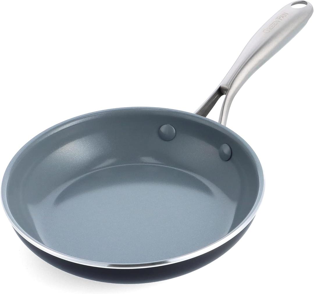 GreenPan Swift Healthy Ceramic Nonstick, 8" Frying Pan Skillet, Stainless Steel Handle, PFASFree, Dishwasher Safe, Oven Safe, Black