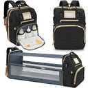 6 in 1 Diaper Bag Backpack with Pad Shower Gifts Travel Bags for Registry Search Boys Girls Bags Newborn Essentials Accessories Stuff Unisex Dad Mom Mens (Black)