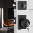 Haidms Black Door Knob with Deadbolt, Heavy Duty Matte Black Exterior Door Lock Set, Zinc-Alloy Front Door Knob and Deadbolt Set(1 Pack)