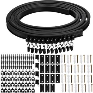 Lawei 5M/16.4FT Flexible Ceiling Curtain Track, Black ABS Metal, Curtain Rod with Mute Rollers, Room Divider
