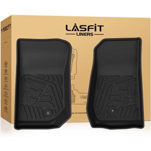 LASFIT Front Floor Mats for Jeep Wrangler JK 2007-2013 2 Doors & 4 Doors All Weather TPE Custom Fit Car Mats Floor Liners 1st Row, Black