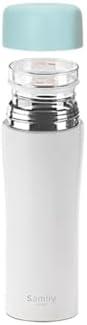 7oz/ 200ml Stainless Steel Vacuum Insulated Water Bottle with Glass Liner Inside, Glass Lined Thermos for Coffee Hot Drink and Cold Drink Water Flask(Baby Blue)