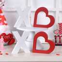 Valentines Day XOXO Table Decor, Rustic Valentines Day Home Decorations, Freestanding Wooden Heart Sign for Tiered Tray, Mantel, Shelf, Table, Farmhouse Valentine Decor (White Red)