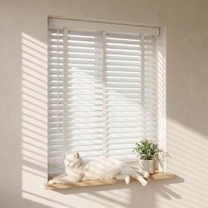 2" Cordless Wood Blinds for Indoor Windows, Window Blinds Cordless for Home, Venetian Blackout Blinds & Shades for Bedroom, Kitchen, Room Darkening Privacy, White, 32" W x 60" H