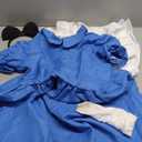 Blue Dress Halloween Costume Set for Girls with Apron, Bow Hair Band and Striped Stockings (1307-8Yeras)