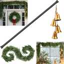 Vintage Christmas Bells Decorative Brass Bells with Christmas Garland Hanger for Front Door Frame DIY Wreaths 31.5-72 Inch Mantel Holder Adjustable Xmas Tension Rod Arch Decoration for Home