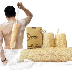 Natural Loofah Exfoliating Back & Body Scrubber Set | 40" Natural Whole Loofah Back Scrubber with Handles for Deep Cleansing | 100% Plant-Based Eco Luffa Shower Sponges for Women & Men