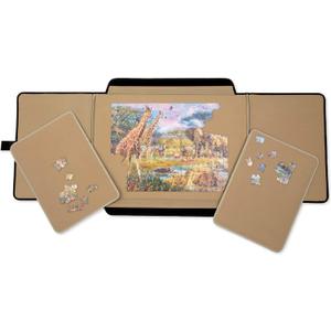 Bits and Pieces Portapuzzle Portable Puzzle Board 1000 Pieces - Compact Lightweight Foldable Portable Puzzle Mat with Removable Sorting Areas - 22.5 Inch x 31.5 Inch