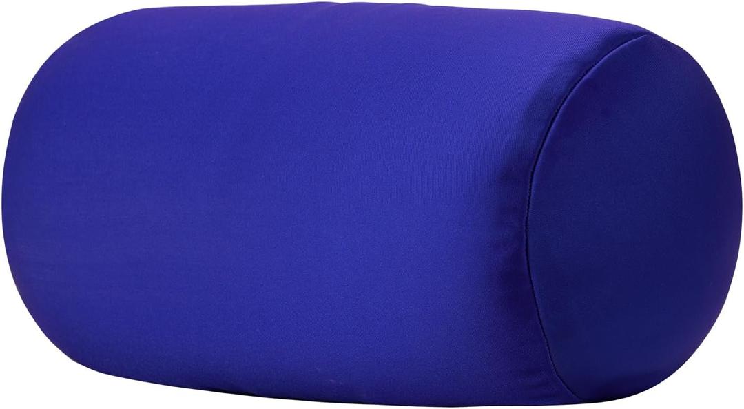 Microbead Bolster Tube Pillows with Double Cover, Squish Bean Bed Microbead Pillow Soft Neck Back Lumbar Support Smooth Cool Touch Comfortable Fabric (Blue)