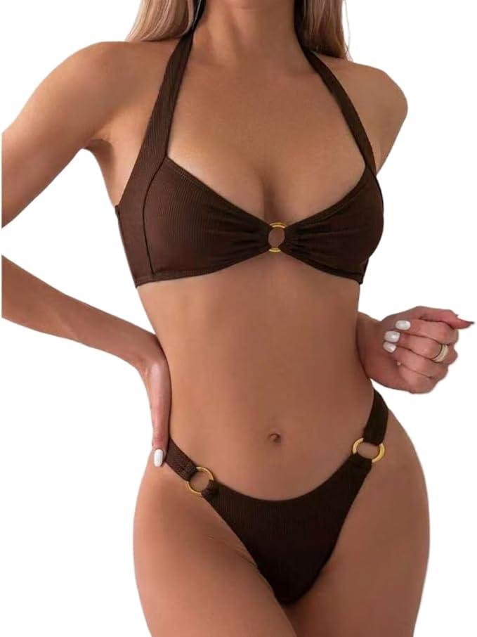 Bikini Split Hollow Sexy hot Girl Beach Back Swimsuit (Medium)