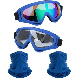 Motorcycle Goggles,2 Pack Dirt Bike ATV Motocross Riding Hiking Protective with 2 Pack Neck Breathable Bandana Mask