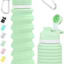 Nefeeko Collapsible Water Bottle, 26oz Silicone Foldable Water Bottles Leakproof BPA Free Travel Water Bottles with Carabiner, Portable Sport Water Bottles for Camping,Hiking Outdoor Indoor Sport