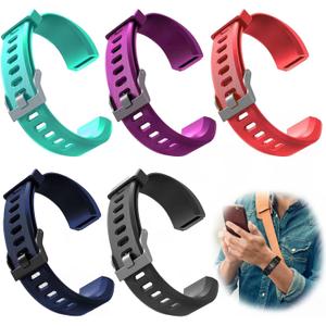 5 Pcs Watch Bands Replacement for ID115plus HR Very Fit Pro Activity Fitness Tracker Wrist Bands Set Multicolor Veryfitpro Smart Watch Strap Replacements for Women Men (Black Red Green Purple Blue)