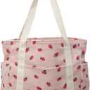 Corduroy Cute Strawberry Tote Bag Women Kawaii Shoulder Handbag Casual Purse Multiple Pockets College Work Book