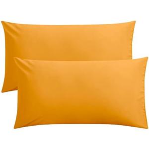 FLXXIE 2 Pack Microfiber King Pillow Cases, 1800 Super Soft Pillowcases with Envelope Closure, Wrinkle, Fade and Stain Resistant Pillow Covers, 20x36, Ginger Yellow