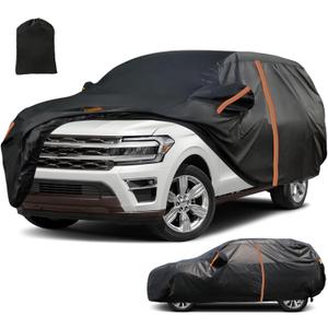 Waterproof SUV Car Cover for Ford Expedition 20022024 2025, Custom Fit All-Weather Outdoor Full Car Cover with Zipper Door, Windproof Straps & Reflective Strips for Snow, Rain, Dust & UV Protect