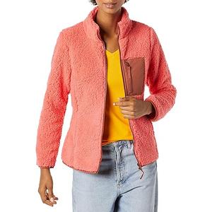 Amazon Essentials Women's Sherpa Long-Sleeve Mock Neck Full-Zip Jacket with Woven Trim XXL